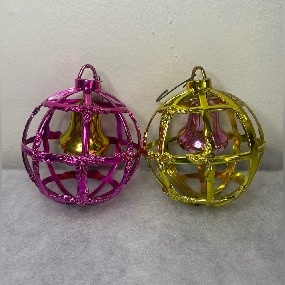 7-pc Bradford Exchange Ornaments Plastic Bell Cage Starburst Sputnik Metallic - Picture 9 of 9